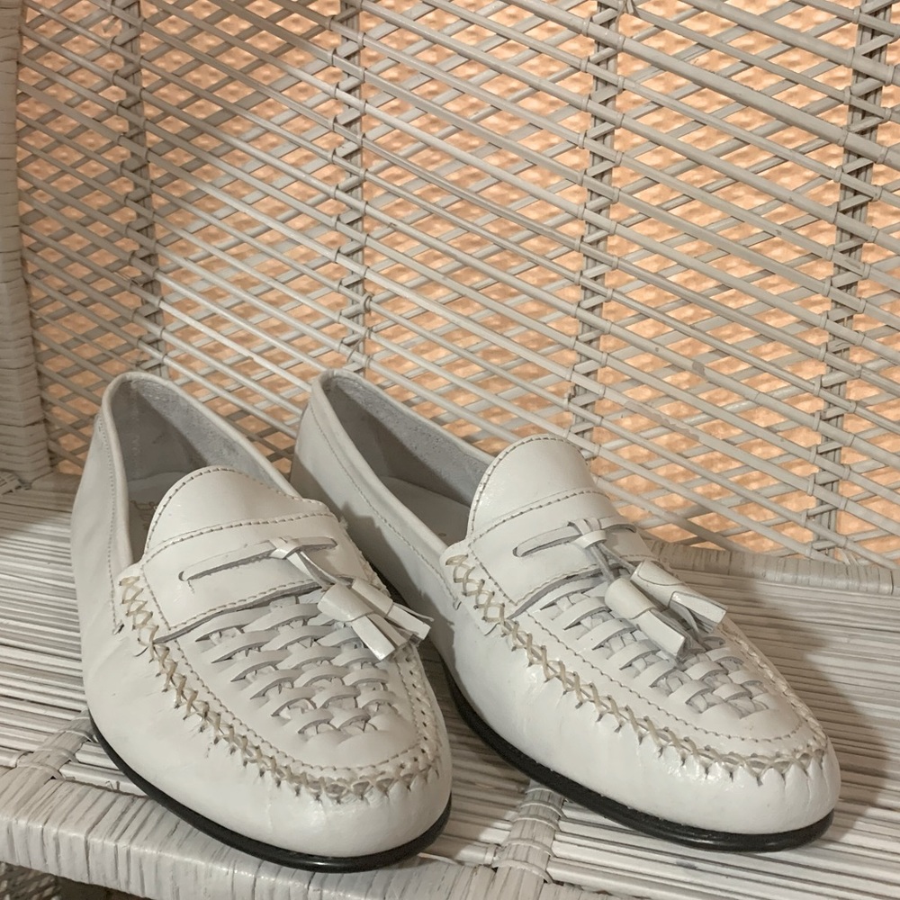 Baroni white leather men’s loafers vintage size 12